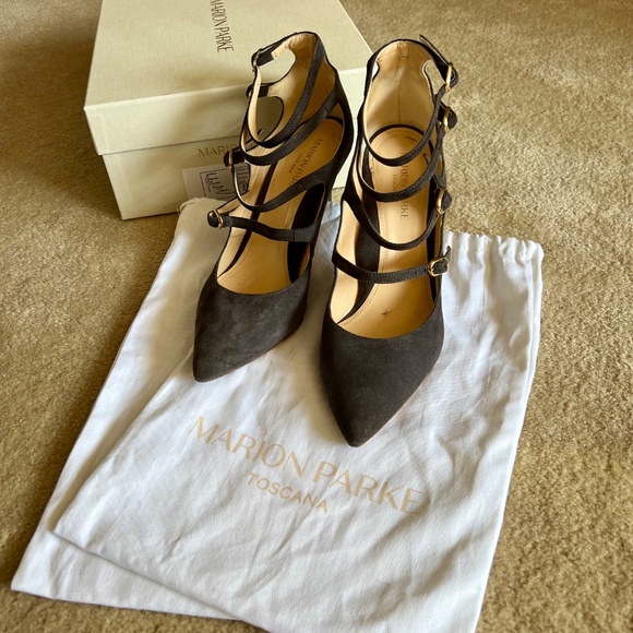 MARION PARKE  Mitchell Suede Strappy Mary Jane Stiletto Pump - Picture 2 of 7